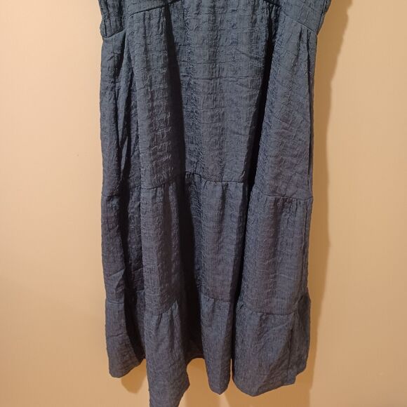 NWT Baltic Born Kesler Midi Dress Blue Size L Sweatheart Neckline Flutter Sleeve - Picture 8 of 13